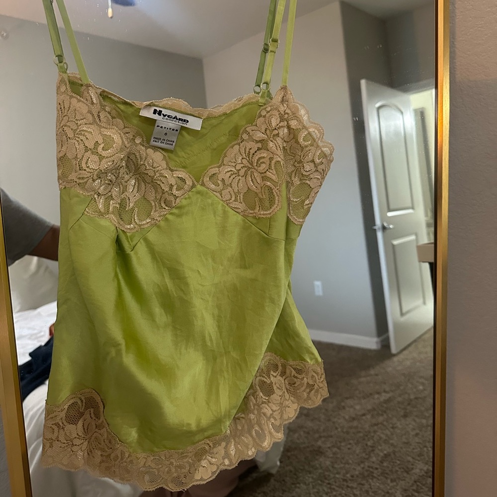 Green and Beige Lace Camisole